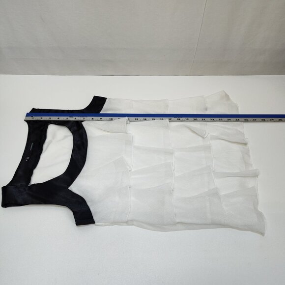 Maurices White Layered Ruffle Tank Top Black Contrast Trim Small Polyester EUC - Picture 7 of 7